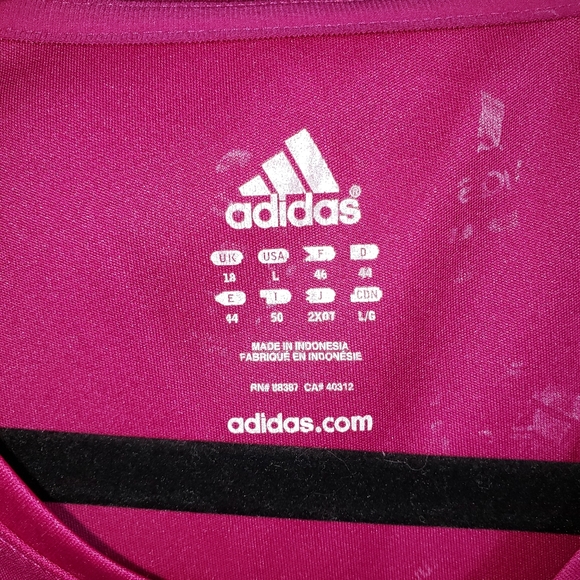 Adidas Long Sleeve V-Neck Top Magenta Size Large - Picture 4 of 5